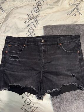 American Eagle High waisted Next Level Stretch Black Distressed Jean Shorts